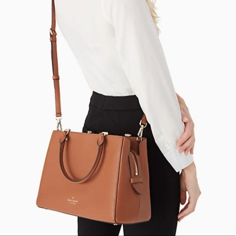 Kate Spade Leila Medium Triple Compartment Satchel Warm Ginger - Picture 3 of 16